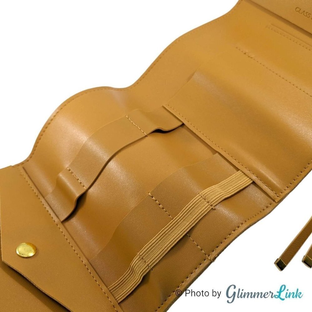 Glass Ladder Co Honey Vegan Leather Katherine Tech Organizer Roll Up Pouch - Picture 3 of 12